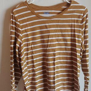 Mustard and white striped long-sleeve shirt